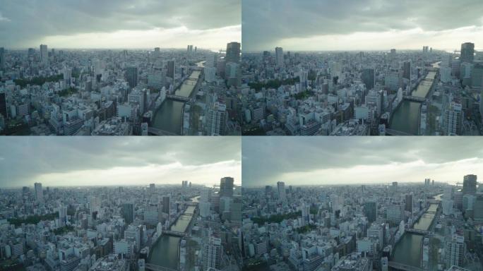 俯瞰日本城市呼吸感全景空镜