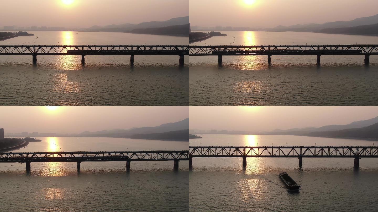 航拍钱塘江大桥