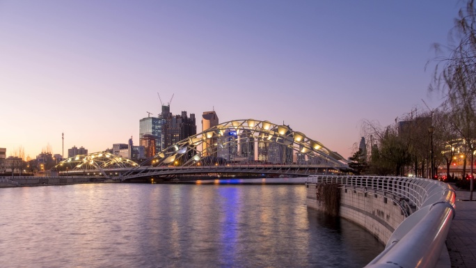 海河夜景天津城市夜景小白楼CBD海河夜景