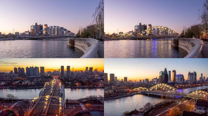 海河夜景天津城市夜景小白楼CBD海河夜景