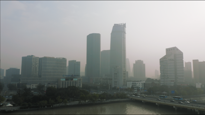 【4K】雾霾城市航拍