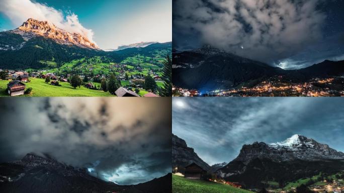 4K欧洲瑞士阿尔卑斯星空延时摄影