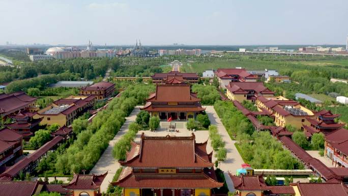 4K航拍德州齐河最大寺庙定慧寺