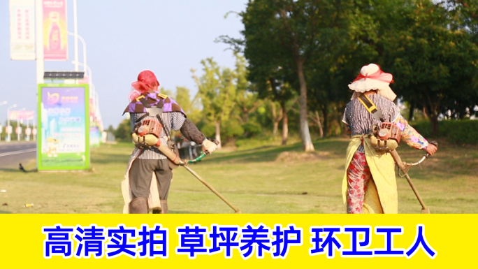 环卫工人公路养护除草