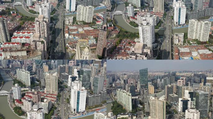 4K原素材-航拍上海恒丰路商圈城市景观