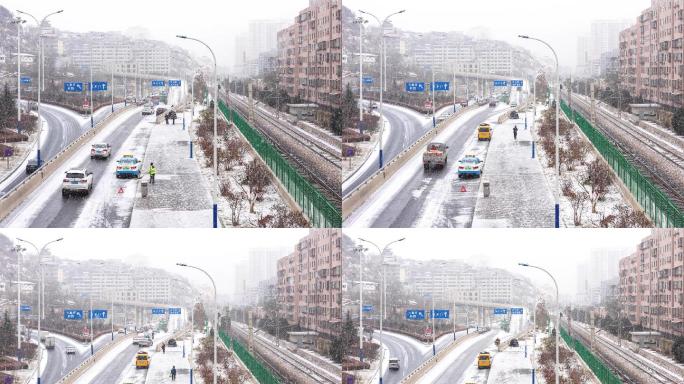 8K兰州雪天西关立交桥铁路线延时