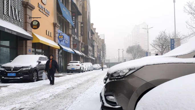 东北冬天街道雪景