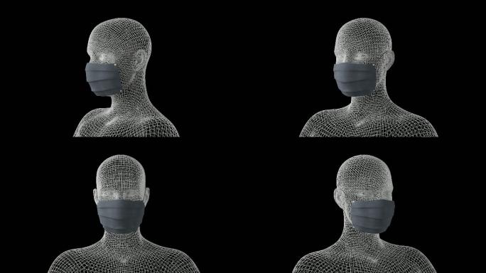 【4K】虚拟三维模型医疗人体网格旋转动画