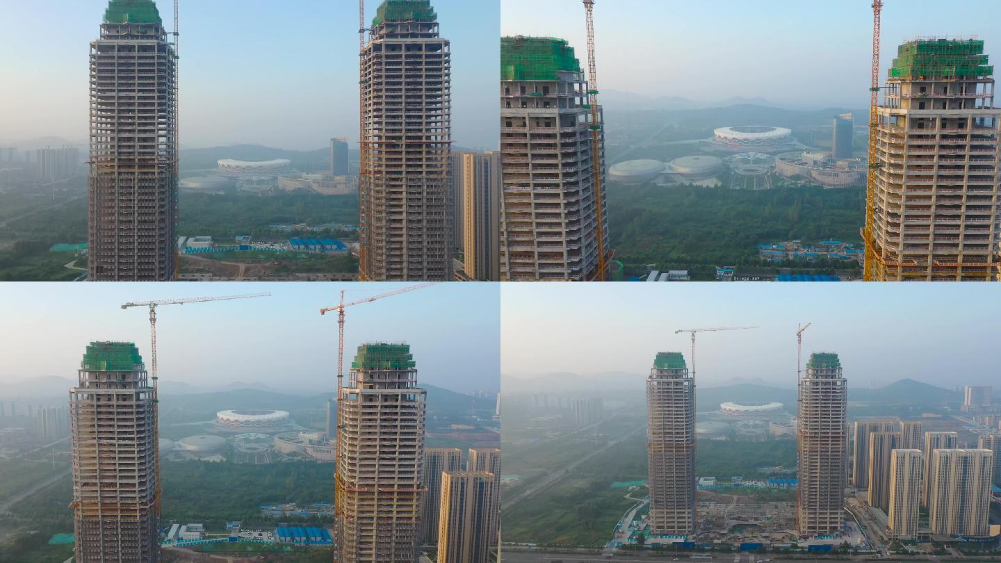 枣庄双子星大楼建设过程航拍合辑