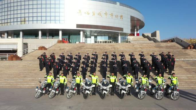 4K-警察列队敬礼警旗集体宣誓航拍