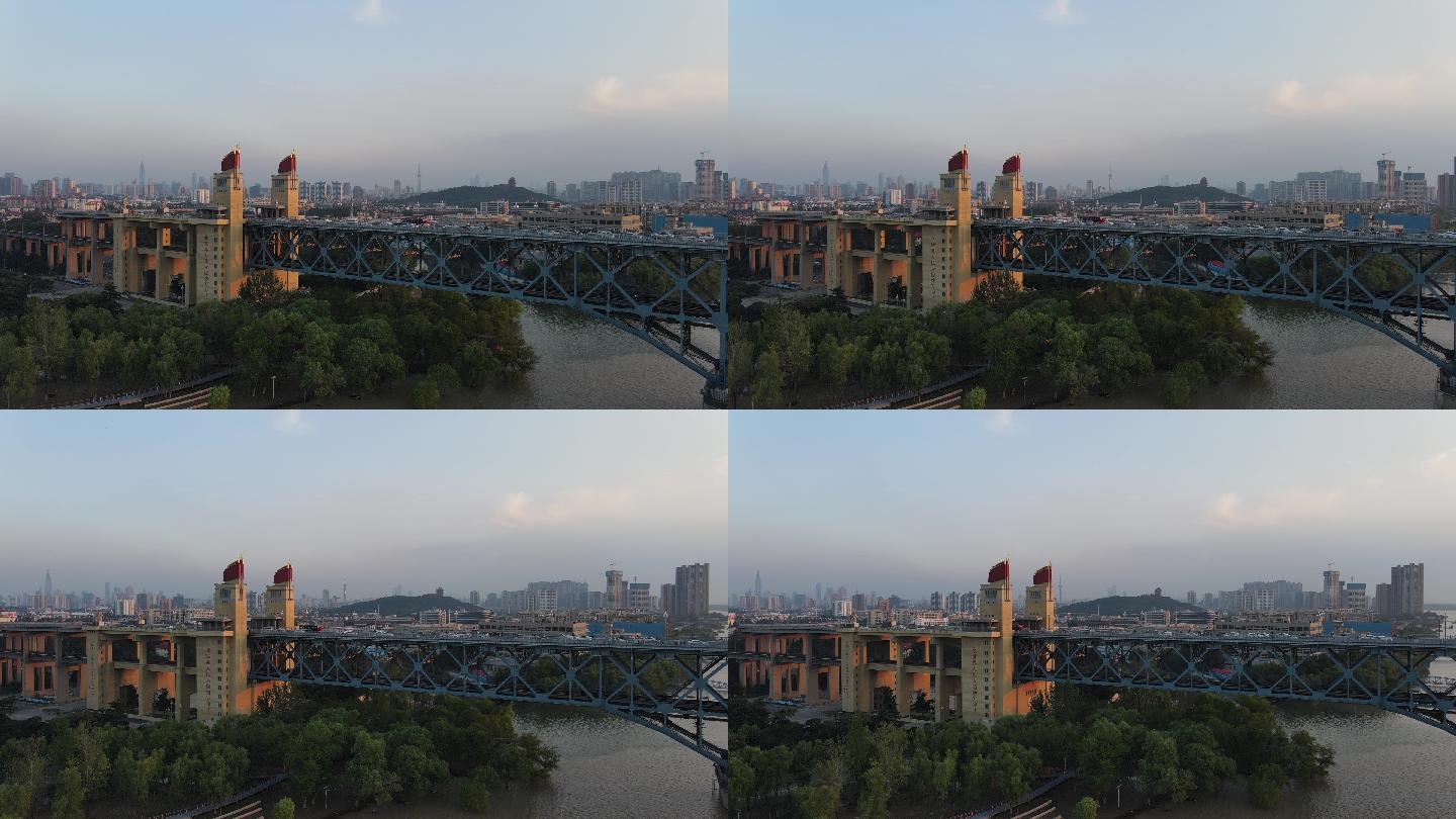南京长江大桥黄昏下的南桥头堡
