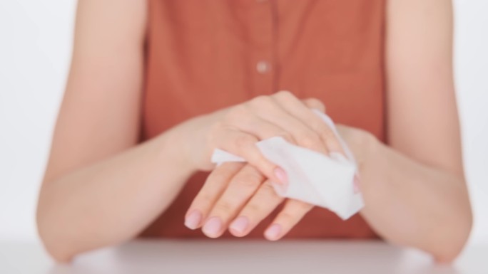 【4K】新冠病毒预防纸巾擦手健康动作