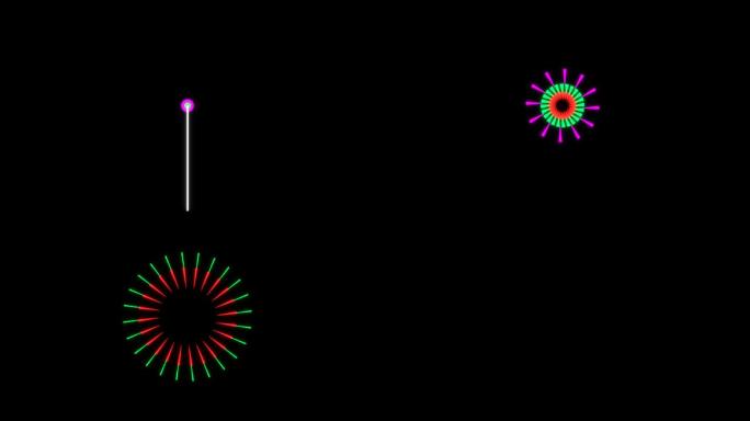 节日绽放线条烟花视频带通道
