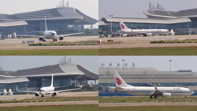实拍南昌昌北机场中国国际航空飞机滑行