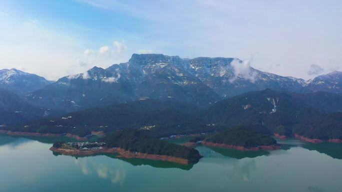 四川省洪雅县瓦屋山、雅女湖雪后航拍素材