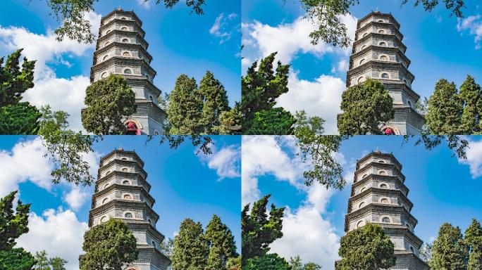 4K延时摄影青岛湛山寺药师塔