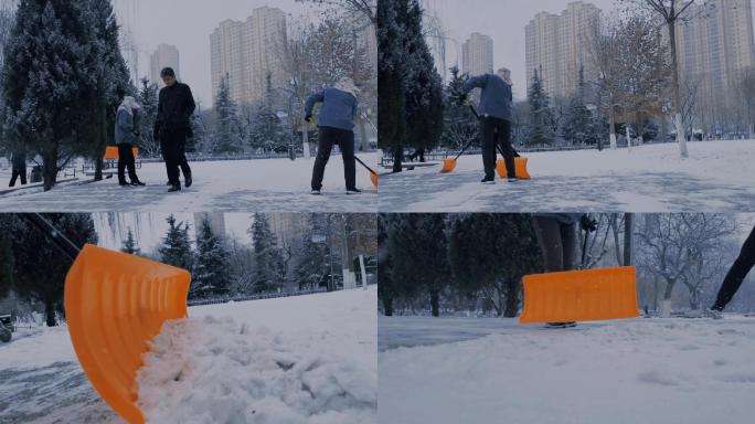 铲雪的环卫工人