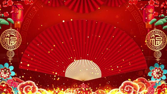 中国风红色春节晚会相声背景视频