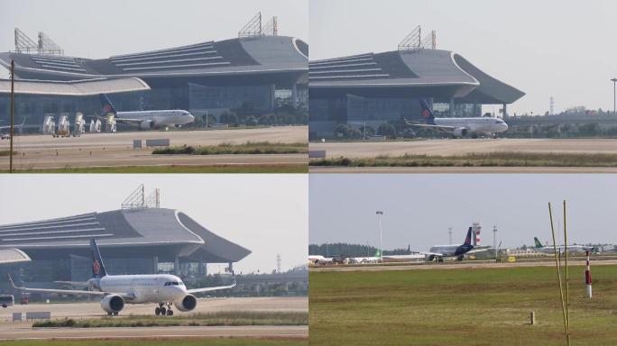 实拍南昌昌北机场青岛航空空客A320滑行