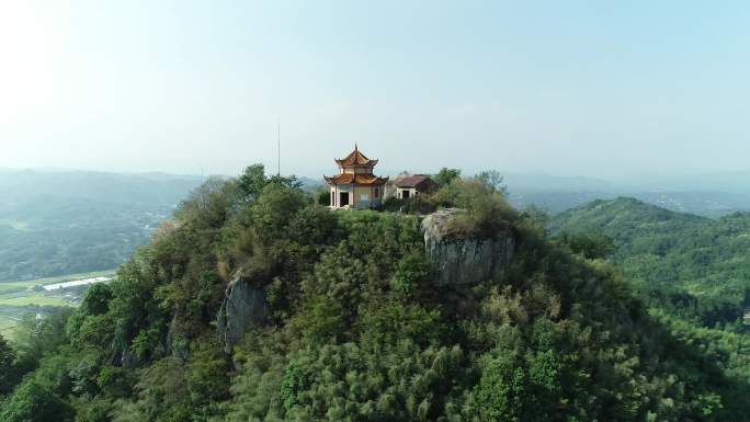 航拍湖南农村田野丘陵地貌