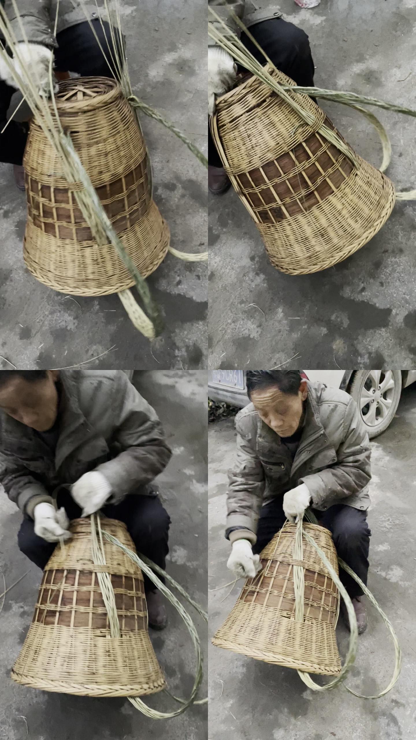 民间手工艺人编织背篓手工工艺