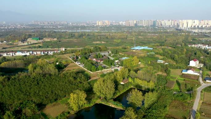 航拍陕西汉中龙岗寺文化遗址