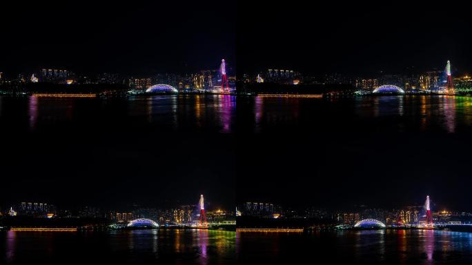 重庆市万州区新体育场三桥延时4K夜景