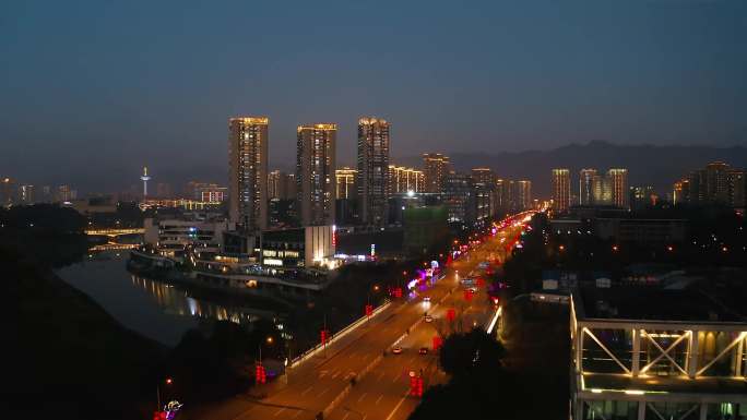 璧山文化艺术中心双星大道城市日落新年夜景