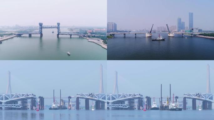 天津港海河全景实拍