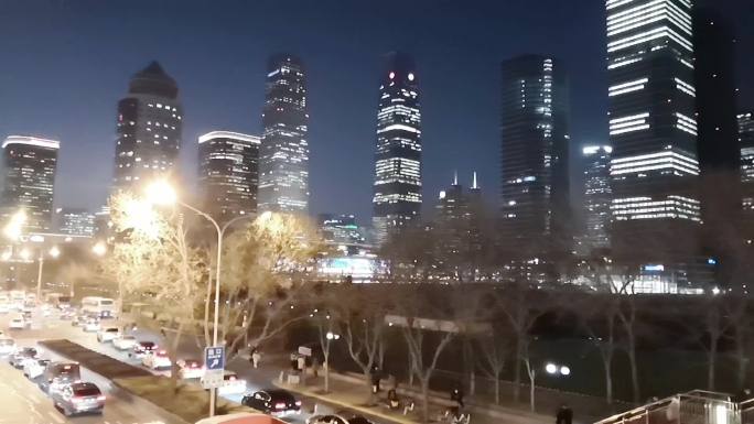 长安街国贸桥CBD核心区夜景摄影