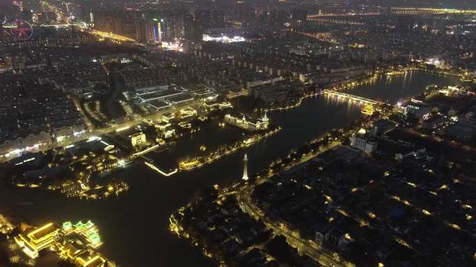 南通濠河夜景航拍