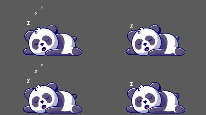 4K-卡通熊猫睡觉-alpha通道