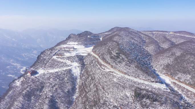 4K航拍陕西汉中龙头山雪景