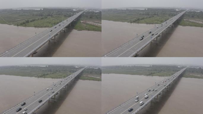 4K郑州航拍黄河桥花园口高速公路