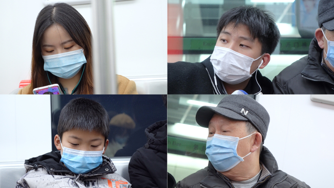 4K杭州疫情抗疫戴口罩的人