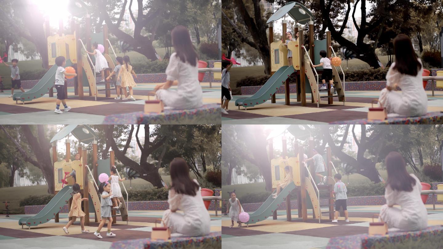 公园小孩打闹小孩嬉戏小孩玩耍儿童友好公园