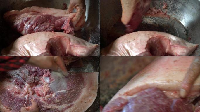 4K贵州农村过年杀猪腌制腊肉