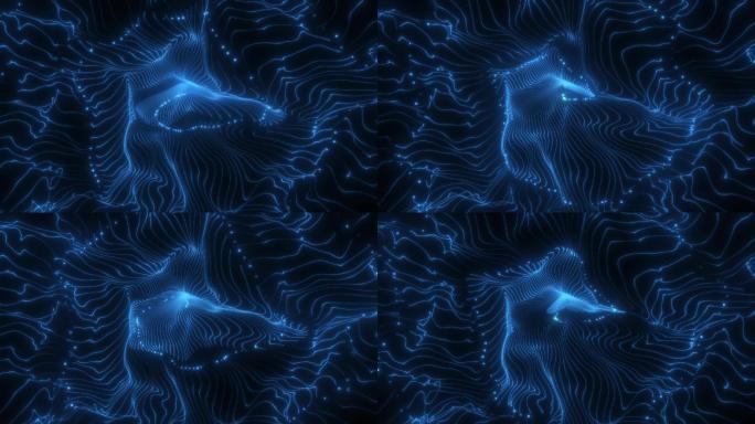 波浪线条粒子层叠无缝循环