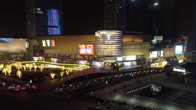 4K航拍济南万象城夜景
