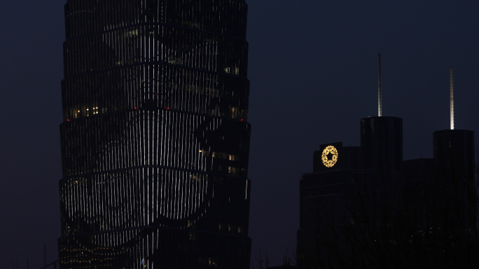 北京夜晚车流cbd办公楼夜景繁华街景
