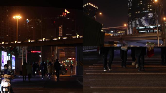 北京奋斗者，夜晚都市，街道人流车流