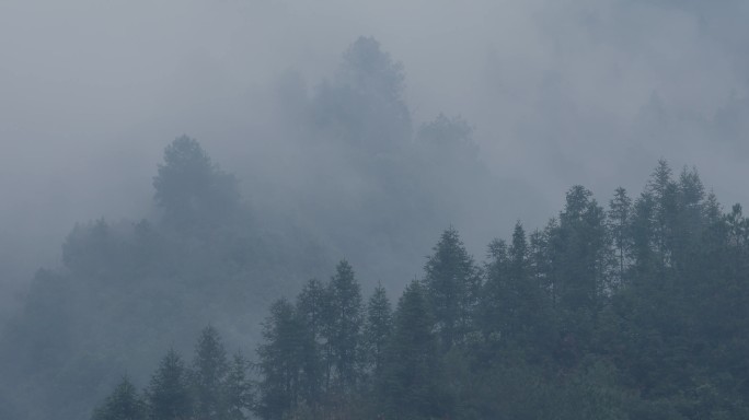 4K烟雨云雾缥缈的大山10