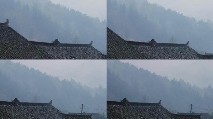 屋顶瓦片烟雨朦胧03
