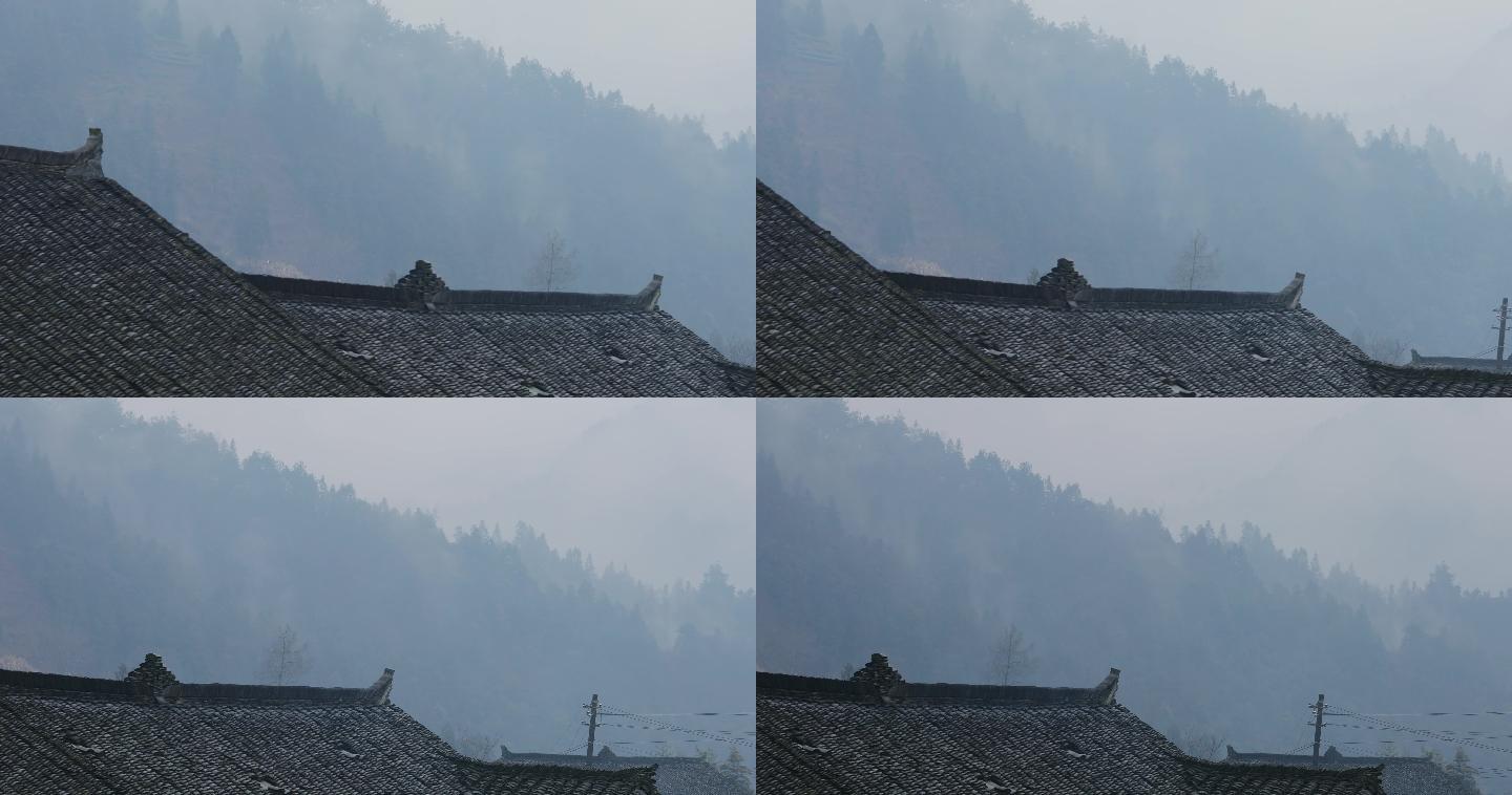 屋顶瓦片烟雨朦胧03