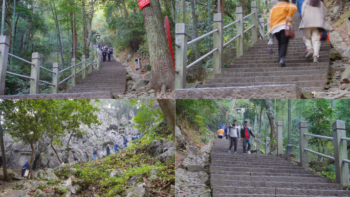 户外运动登山下山实拍视频