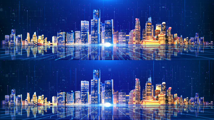 科技感虚拟城市舞台背景AE模板