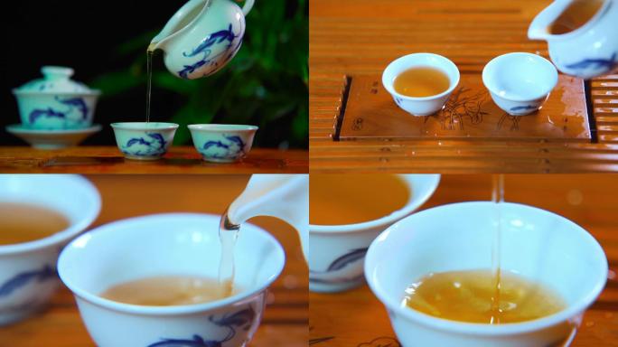 茶叶宣传片养生休闲青花瓷倒茶泡茶品茶绿茶