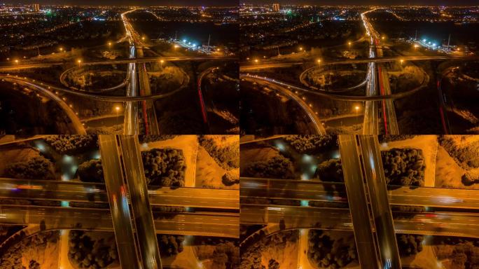 上海高架桥车流4K延时航拍