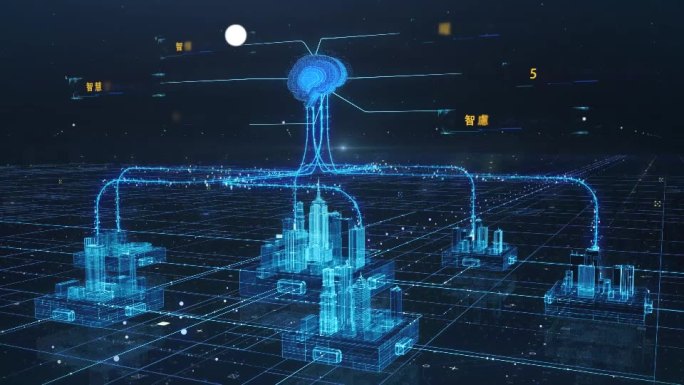 智慧城市智慧大脑科技感城市信息标题介绍