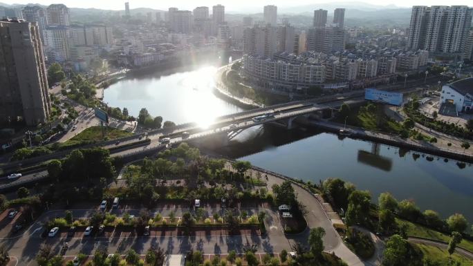 福建三明宁化客家航拍美丽城市高空航拍